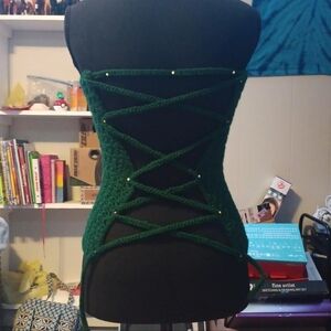 Elegant Green Lace-Up Shirt